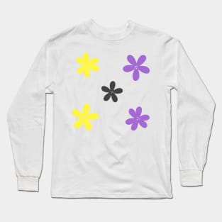 Minimalist Abstract Flowers - Nonbinary Pride Long Sleeve T-Shirt